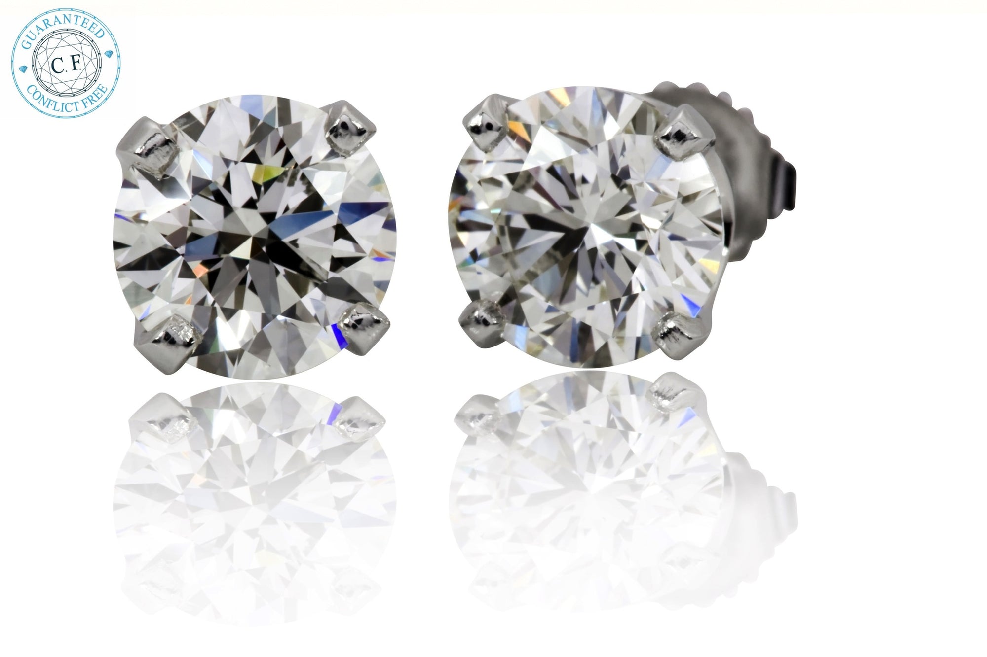 0.98 ct. Round Diamond Basket Setting Studs in 14k White Gold