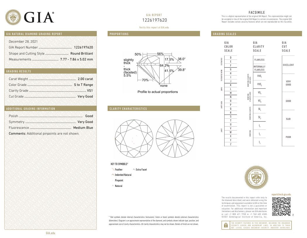 4.01 Ct Studs-Basket Setting, Diamond 14k YG GIA - 205145