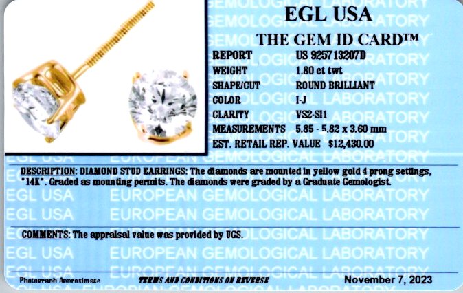 Studs-Basket Setting, Diamond 14k Yellow Gold EGLUS-205422