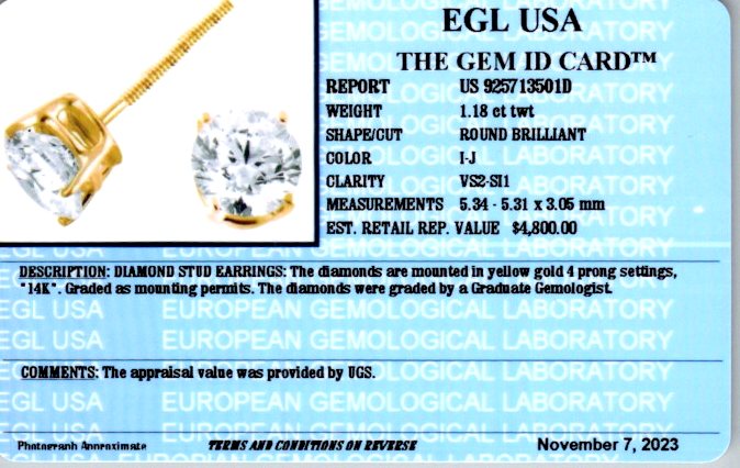 Studs-1, Diamond 14k Yellow Gold EGLUS-205433