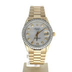 Rolex Date 34 Yellow-gold 1550 Mother-of-Pearl Dial Women's 34-mm Automatic-self-wind Sapphire crystal. Swiss Made Wrist Watch
