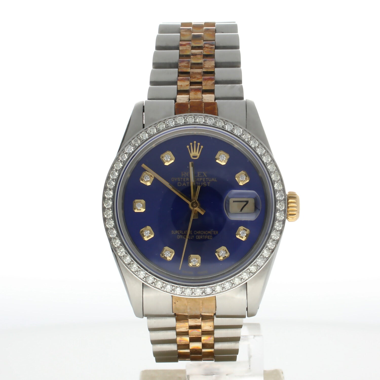 Rolex DateJust 36 Stainless-steel 16013 Blue Dial Mens 36-mm Automatic self-wind Sapphire crystal. Swiss Made Wrist Watch