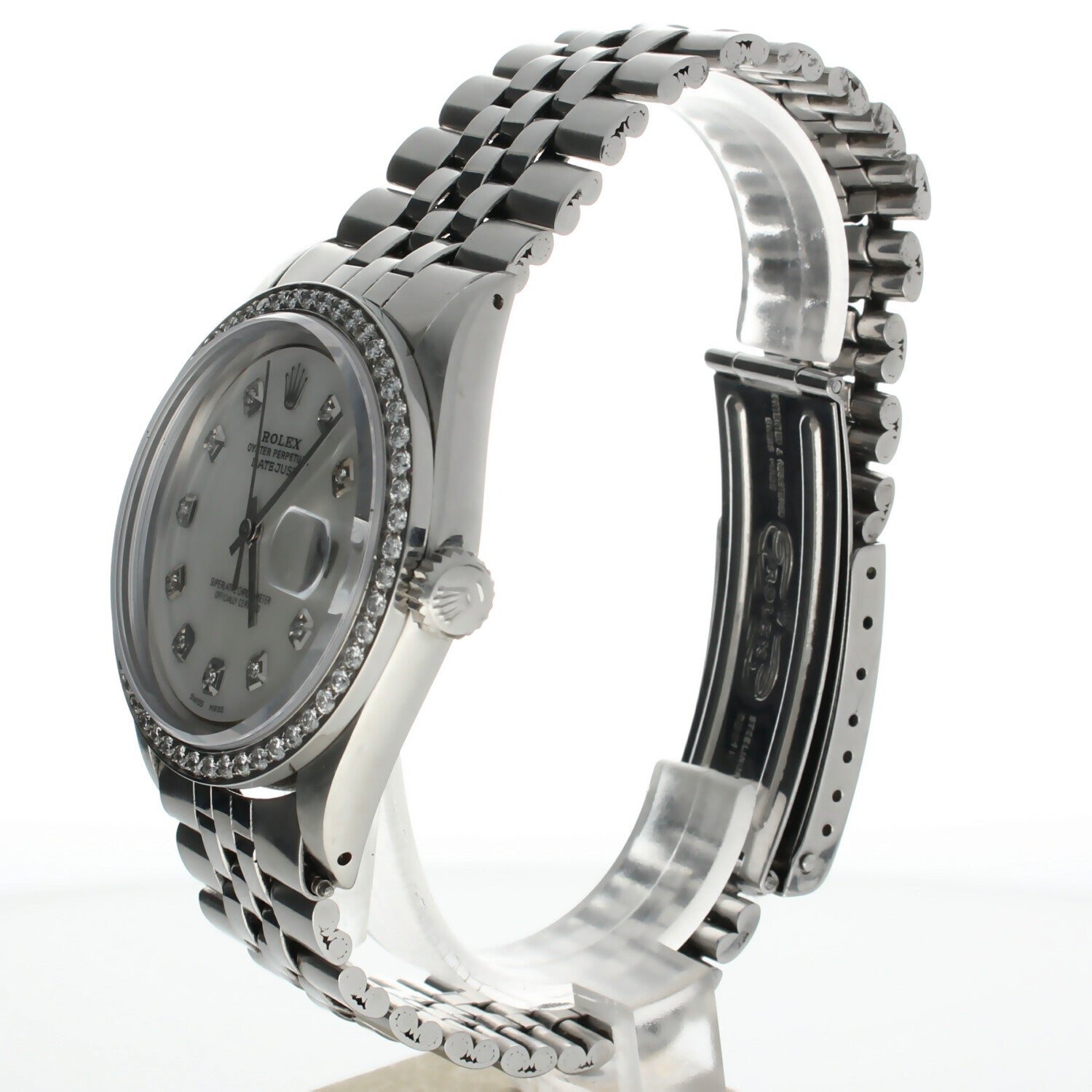 Rolex DateJust 36 Stainless-steel 1603 Mother-of-Pearl Dial Mens 36-mm Automatic-self-wind Sapphire crystal. Swiss Made Wrist Watch