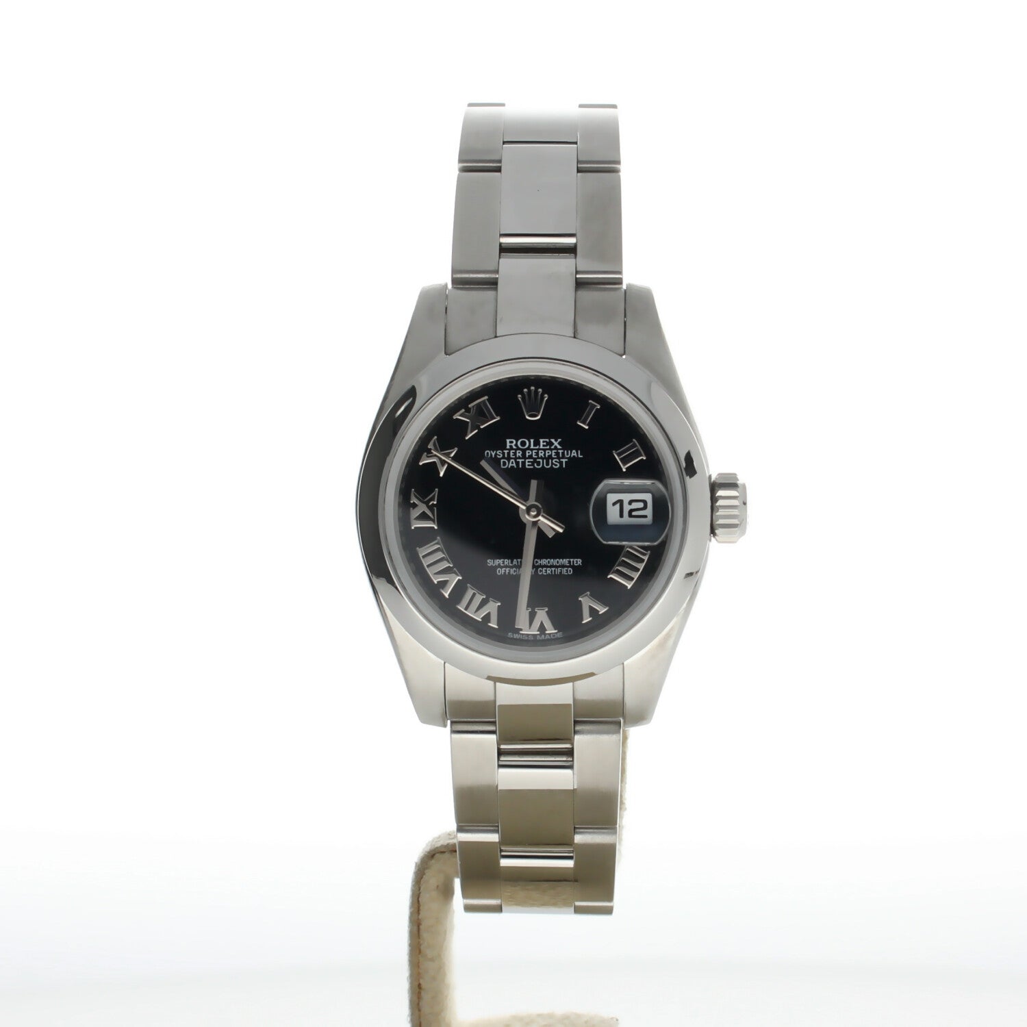 Rolex DateJust 26 Stainless-steel 179160 Black Dial Womens 26-mm Automatic self-wind Sapphire crystal. Swiss Made Wrist Watch