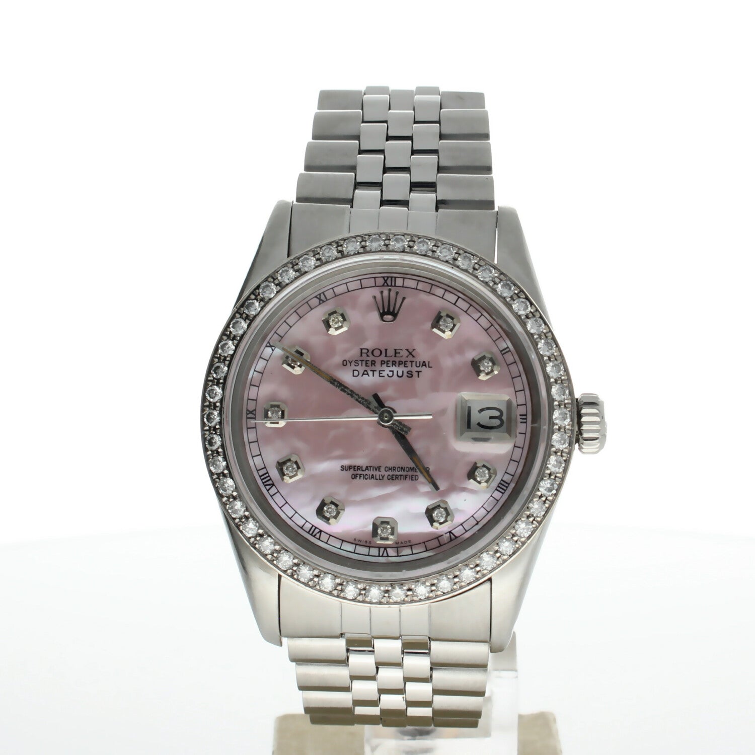 Rolex DateJust 36 Stainless-steel 16030 Mother-of-Pearl Dial Mens 36-mm Automatic self-wind Sapphire crystal. Swiss Made Wrist Watch