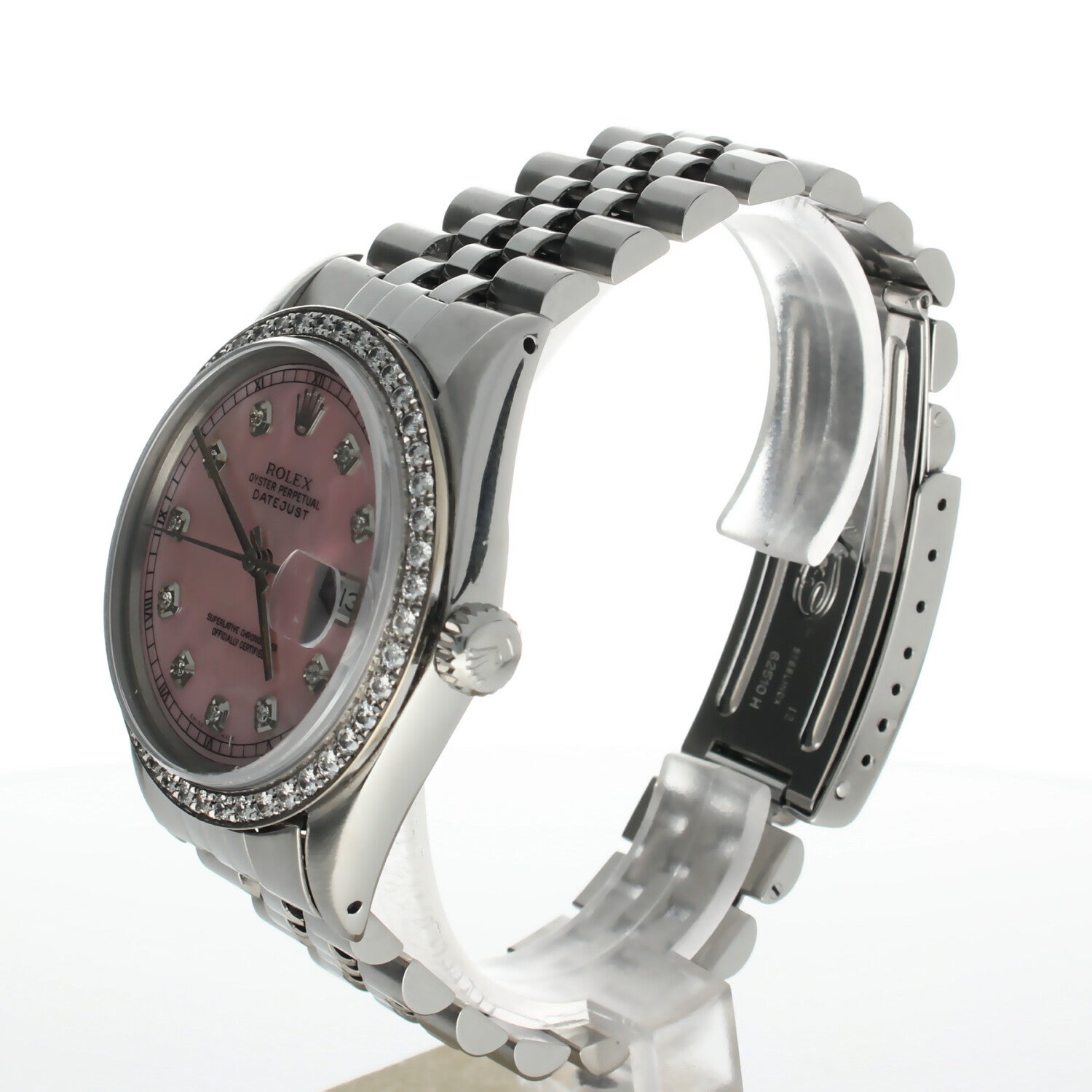 Rolex DateJust 36 Stainless-steel 16030 Mother-of-Pearl Dial Mens 36-mm Automatic self-wind Sapphire crystal. Swiss Made Wrist Watch