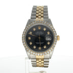 Rolex DateJust 36 Stainless-steel 1601 Black Dial Mens 36-mm Automatic self-wind Sapphire crystal. Swiss Made Wrist Watch