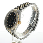 Rolex DateJust 36 Stainless-steel 1601 Black Dial Mens 36-mm Automatic self-wind Sapphire crystal. Swiss Made Wrist Watch