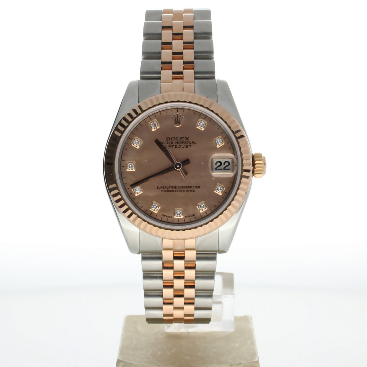 Rolex DateJust 31 Stainless-steel 178271 Pink Dial Womens 31-mm Automatic self-wind Sapphire crystal. Swiss Made Wrist Watch