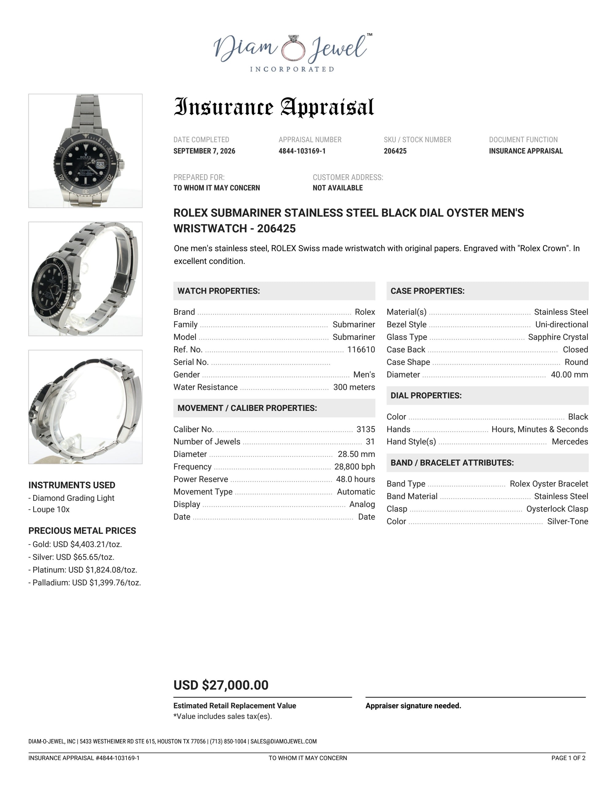 Rolex Submariner Stainless-steel 116610 Black Dial Mens 40-mm Automatic self-wind Sapphire crystal. Swiss Made Wrist Watch