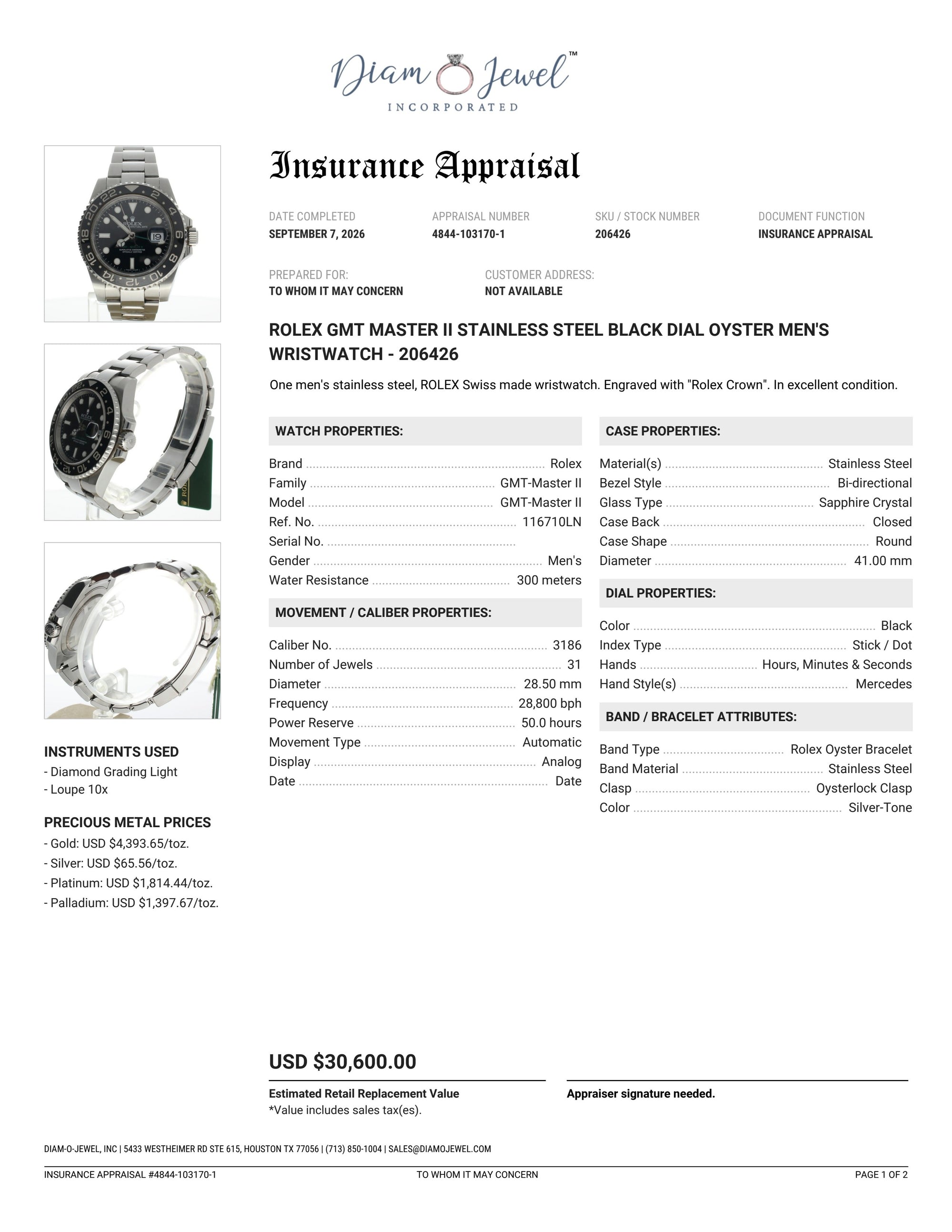Rolex GMT-Master II Stainless-steel 116710LN Black Dial Mens 41-mm Automatic self-wind Sapphire crystal. Swiss Made Wrist Watch