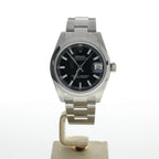 Rolex DateJust 31 Stainless-steel 178240 Black Dial Womens 31-mm Automatic self-wind Sapphire crystal. Swiss Made Wrist Watch