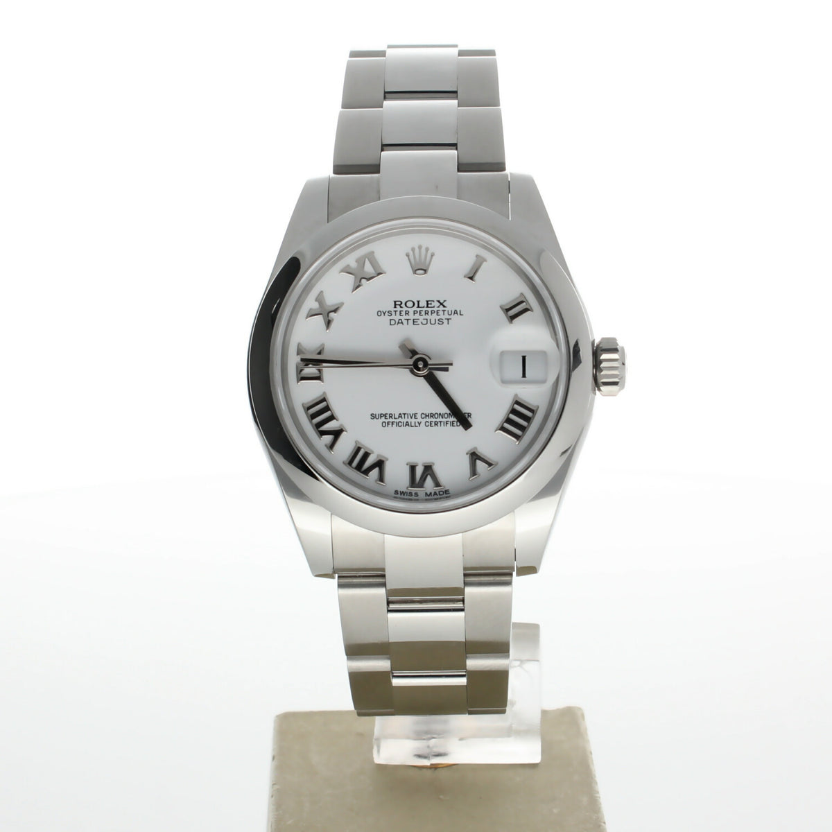 Rolex DateJust 31 Stainless-steel 178240 White Dial Womens 31-mm Automatic self-wind Sapphire crystal. Swiss Made Wrist Watch