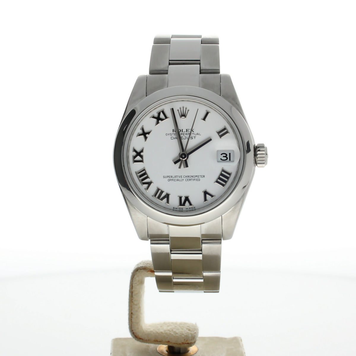 Rolex DateJust 31 Stainless-steel 178240 White Dial Womens 31-mm Automatic self-wind Sapphire crystal. Swiss Made Wrist Watch