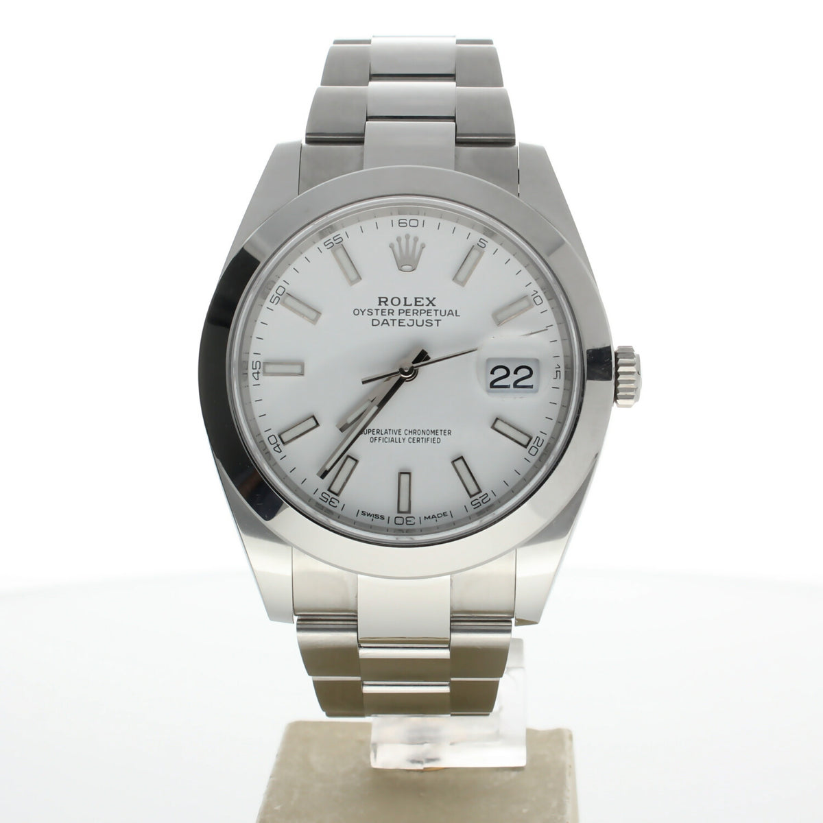 Rolex DateJust 41 Stainless-steel 126300 White Dial Mens 41-mm Automatic self-wind Sapphire crystal. Swiss Made Wrist Watch