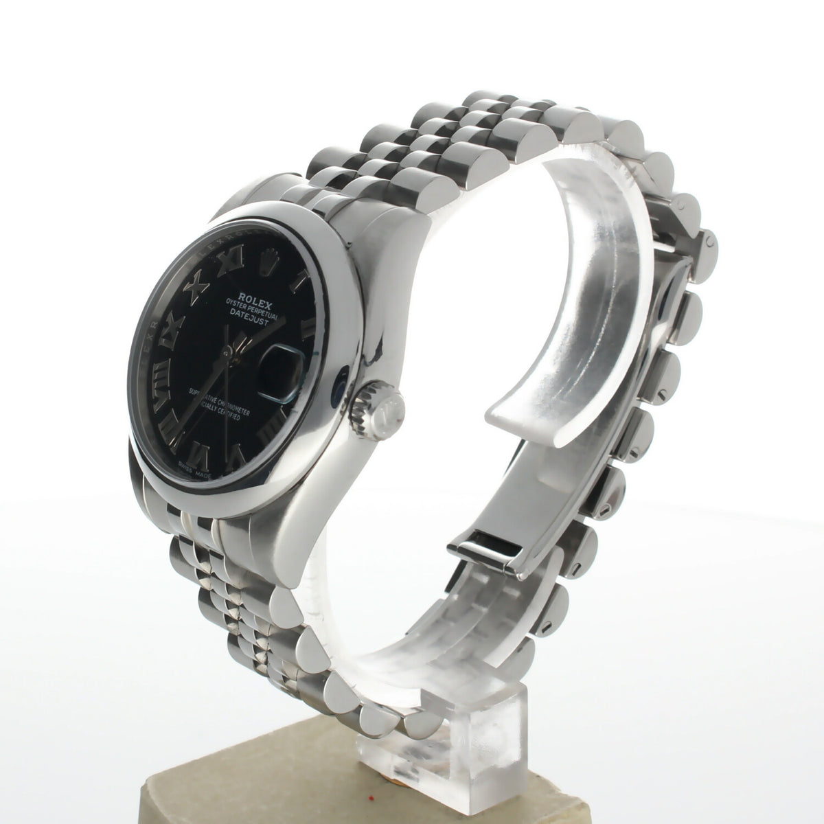 Rolex DateJust 31 Stainless-steel 178240 Black Dial Womens 31-mm Automatic self-wind Sapphire crystal. Swiss Made Wrist Watch