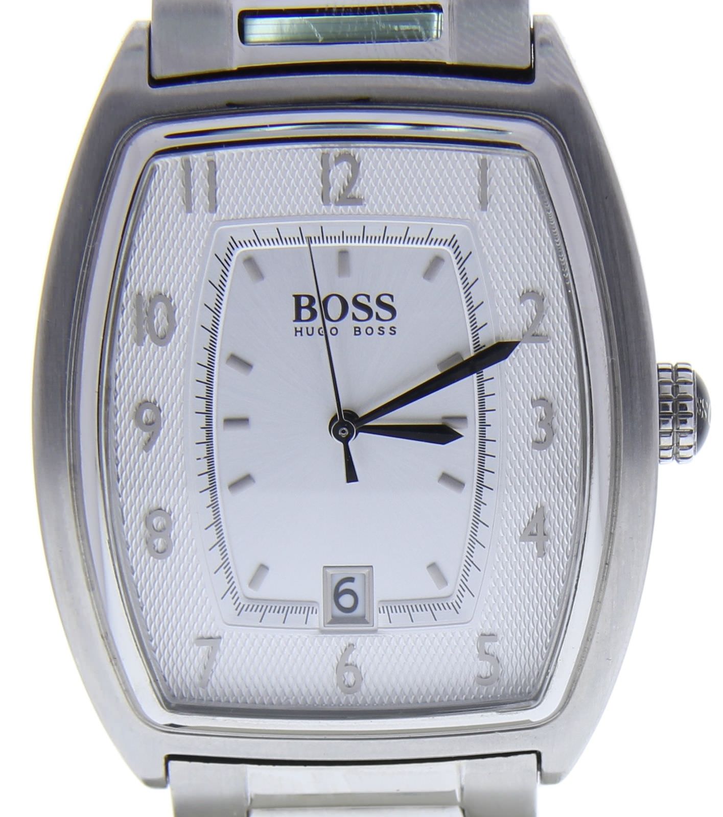 Hugo Boss HB-162 steel 1512221 Silver Dial Men's 36-mm Quartz Mineral crystal.