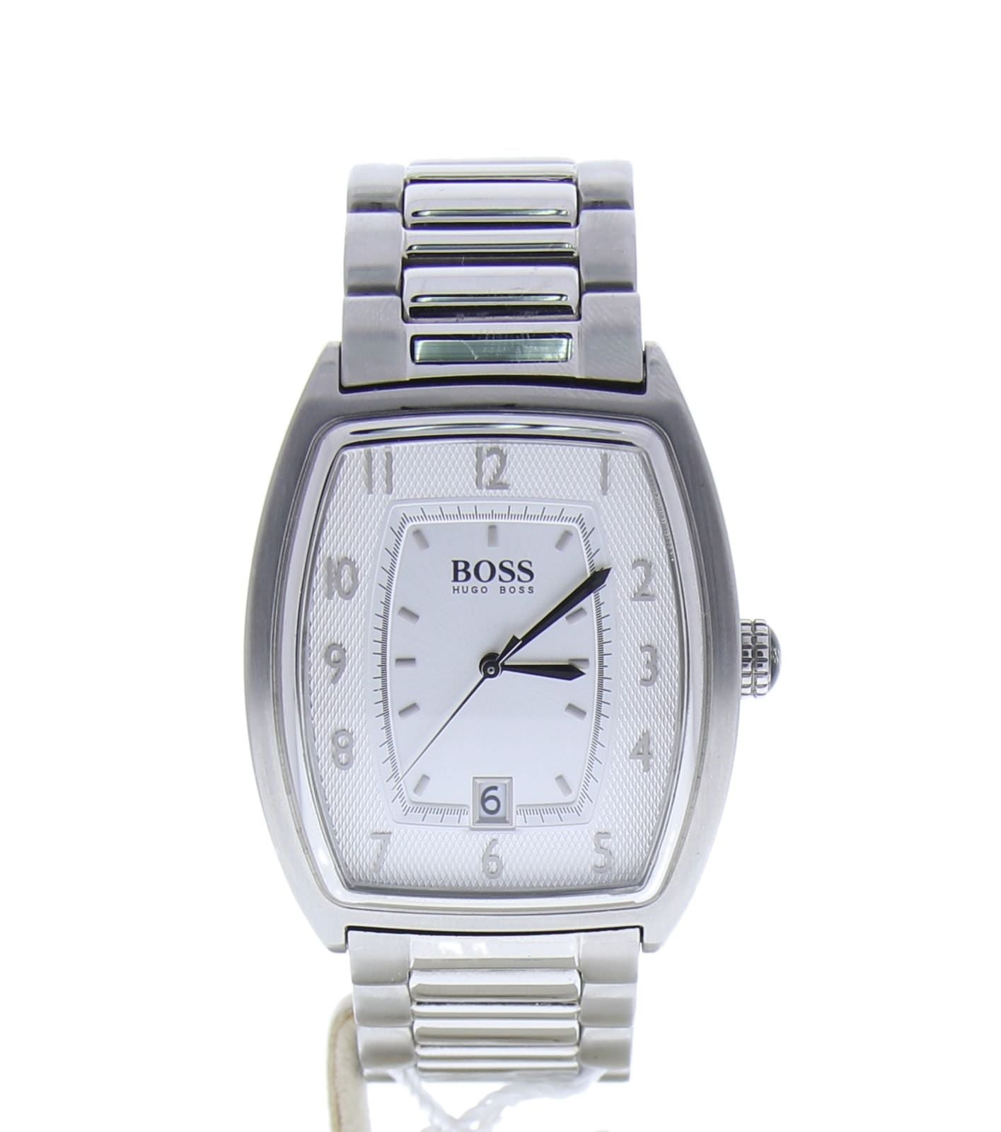 Hugo Boss HB-162 steel 1512221 Silver Dial Men's 36-mm Quartz Mineral crystal.
