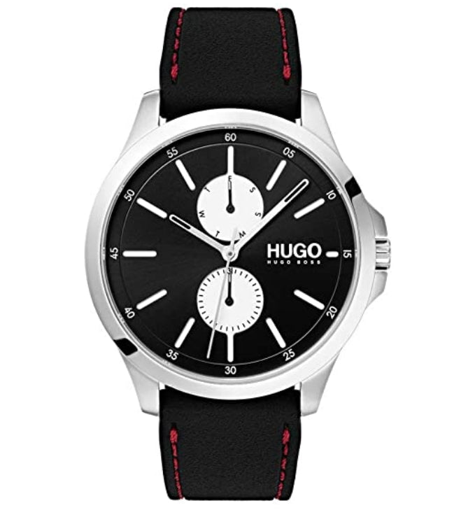 Hugo Men's #Jump Quartz Stainless Steel and Rubber Strap Casual Watch