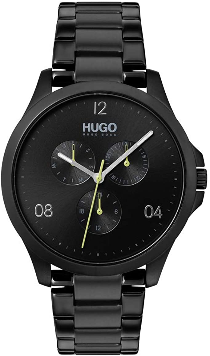 Hugo Men's #Risk Quartz Black IP and Black IP Bracelet Casual Watch, Color: Black (Model: 1530038)