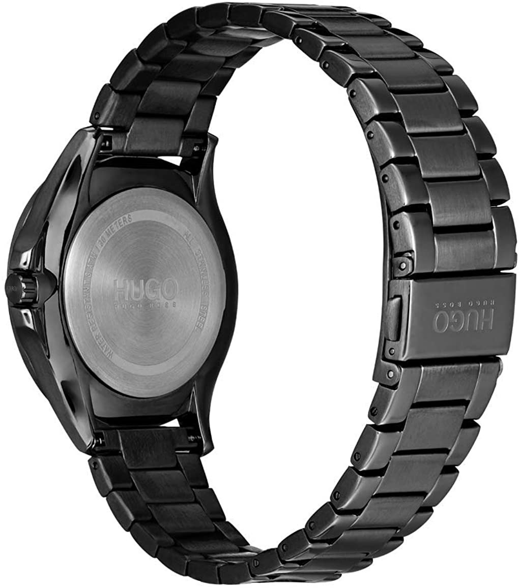 Hugo Men's #Risk Quartz Black IP and Black IP Bracelet Casual Watch, Color: Black (Model: 1530038)
