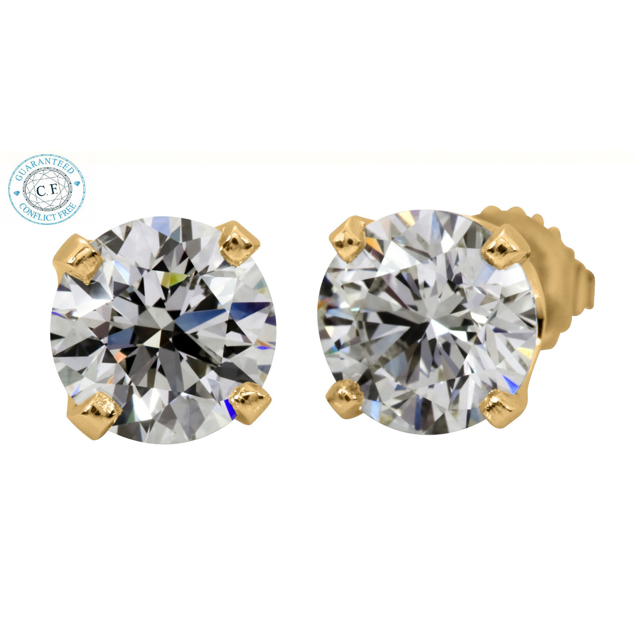 0.81ct t.w.t Round Diamond Stud in 14K Yellow Gold