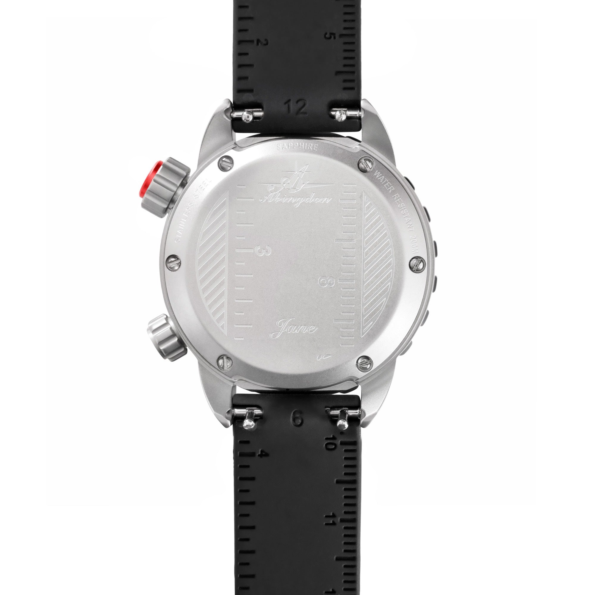 Abingdon Women Jane Mission Tactical Diver's Bezel and Compass Watch with Black Silicone Strap