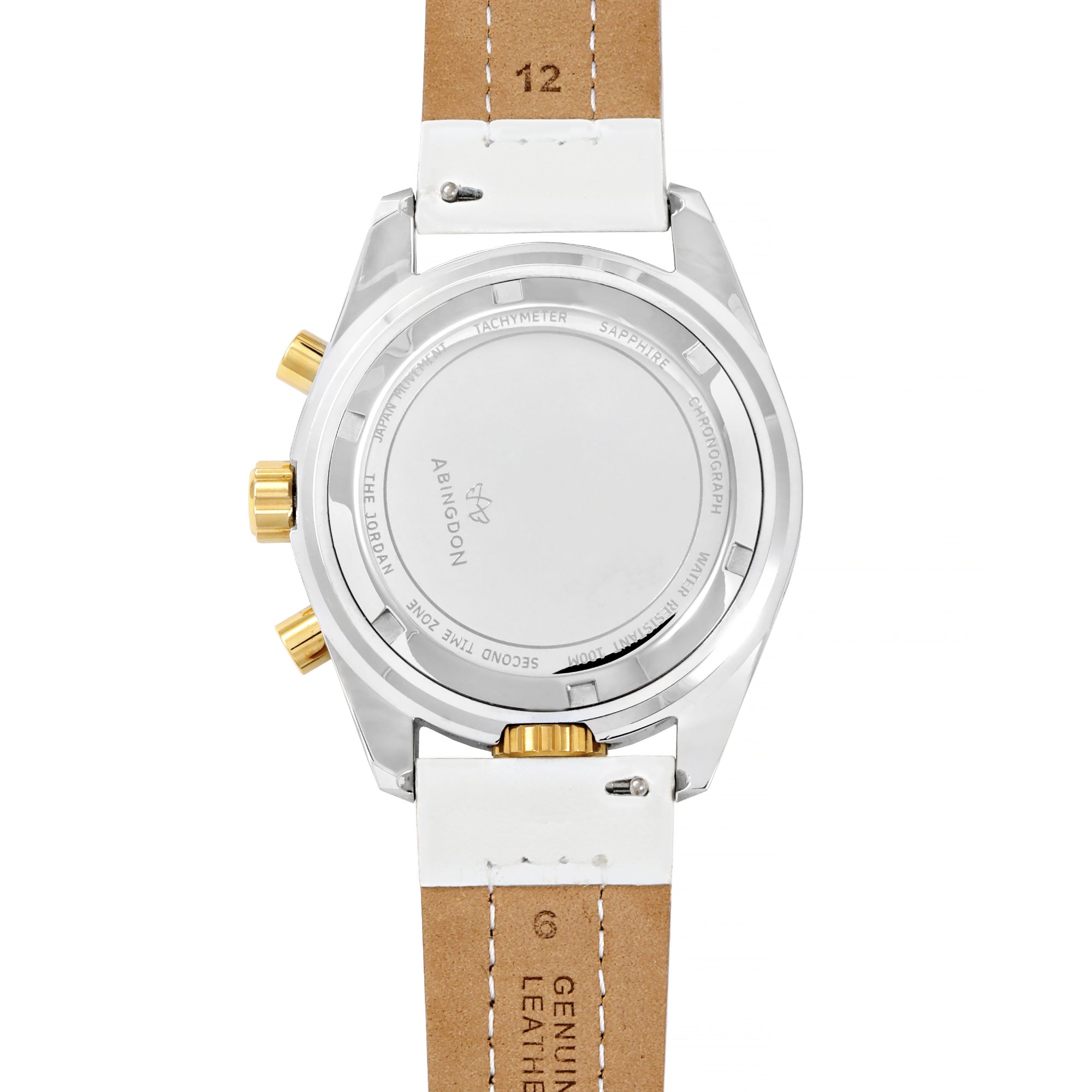 Abingdon Women Jordan Champagne Tachy Racing Watch with Camel Leather Strap