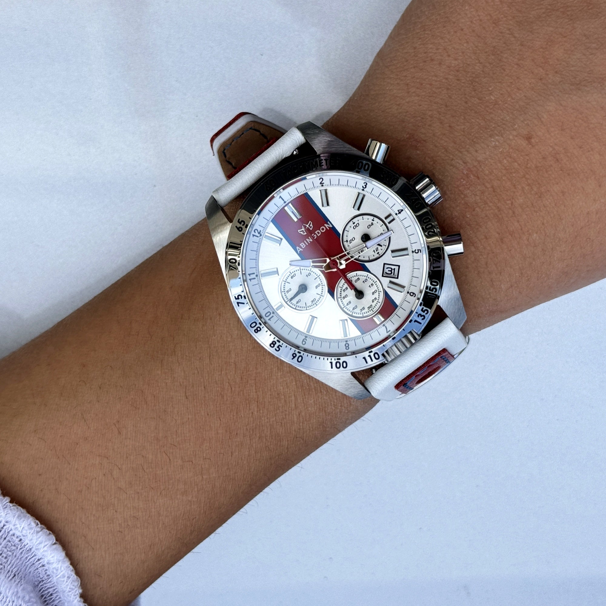Abingdon Women Jordan Victory Red Tachy Watch with Camel Leather Strap